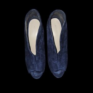 Nine West Navy Suede Peep-Toe 4" Heels